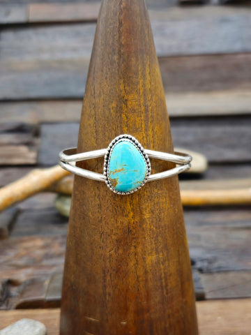Sterling Silver Wave Cuff with Turquoise