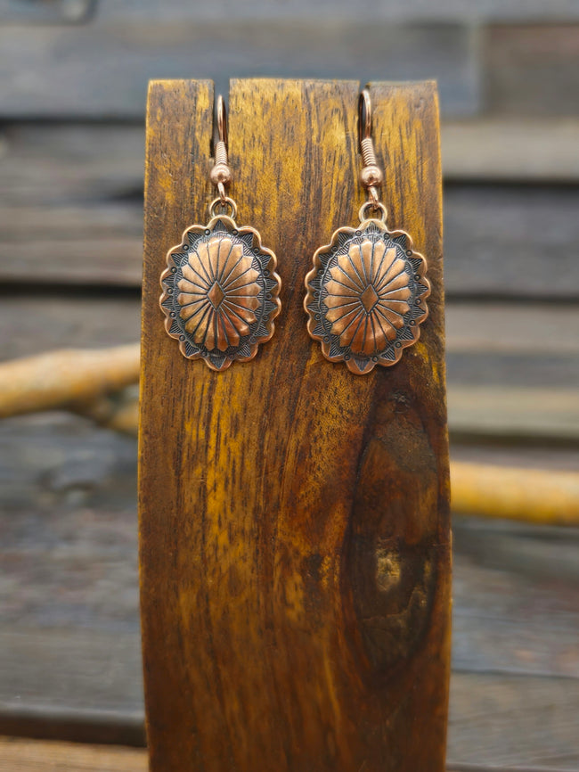 Stamped Copper Concha Earrings