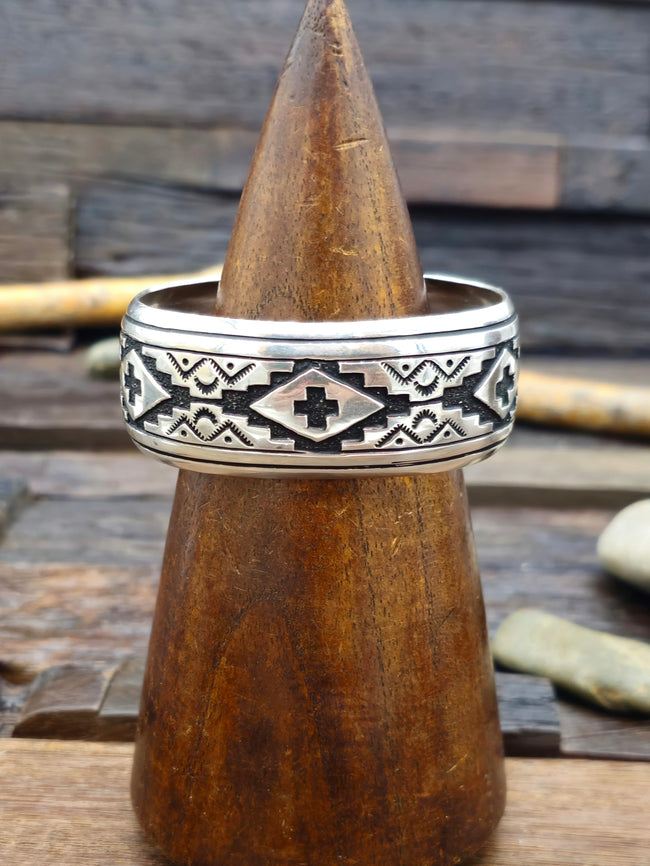 Stamped Sterling Silver Cuff by Rose Singer - 7 in