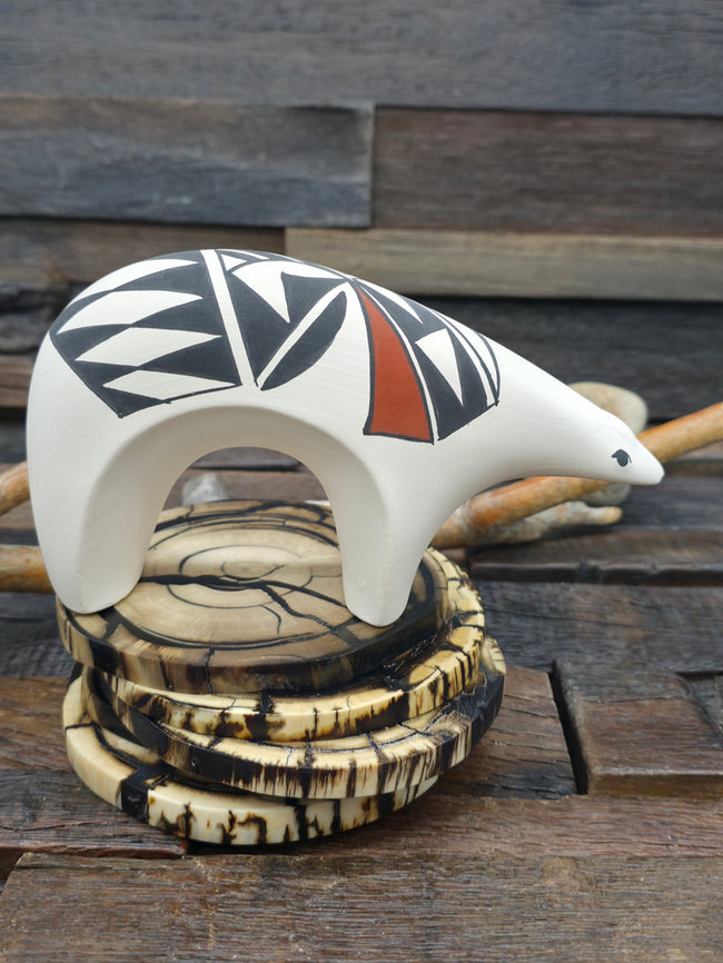 Hand Painted Acoma Ceramic Bear by Kuutimaitsa - 6 1/2 in. by 4 in. by 2 in.