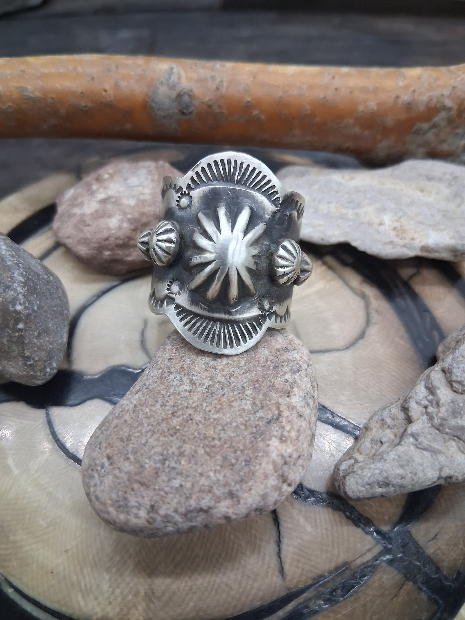 Sterling Silver Stamped Starshot Band Ring Size 9 3/4 by Richard Jim