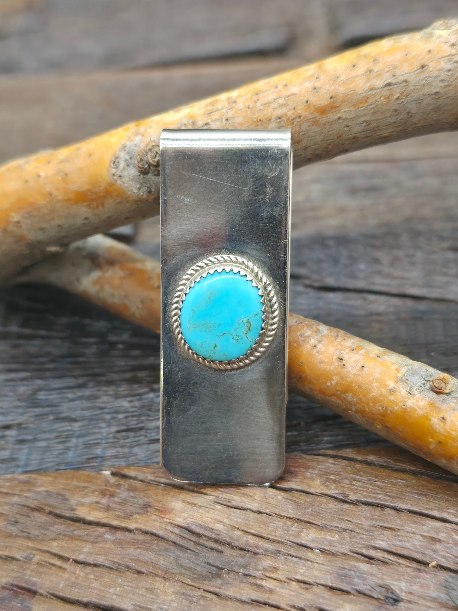 Sterling Silver Turquoise Money Clip - 2 in. by 3/4 in.