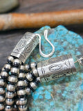 Four Stand Spiny Oyster Shell and Sterling Silver Bead Necklace by Fred Archuleta - 32 in.