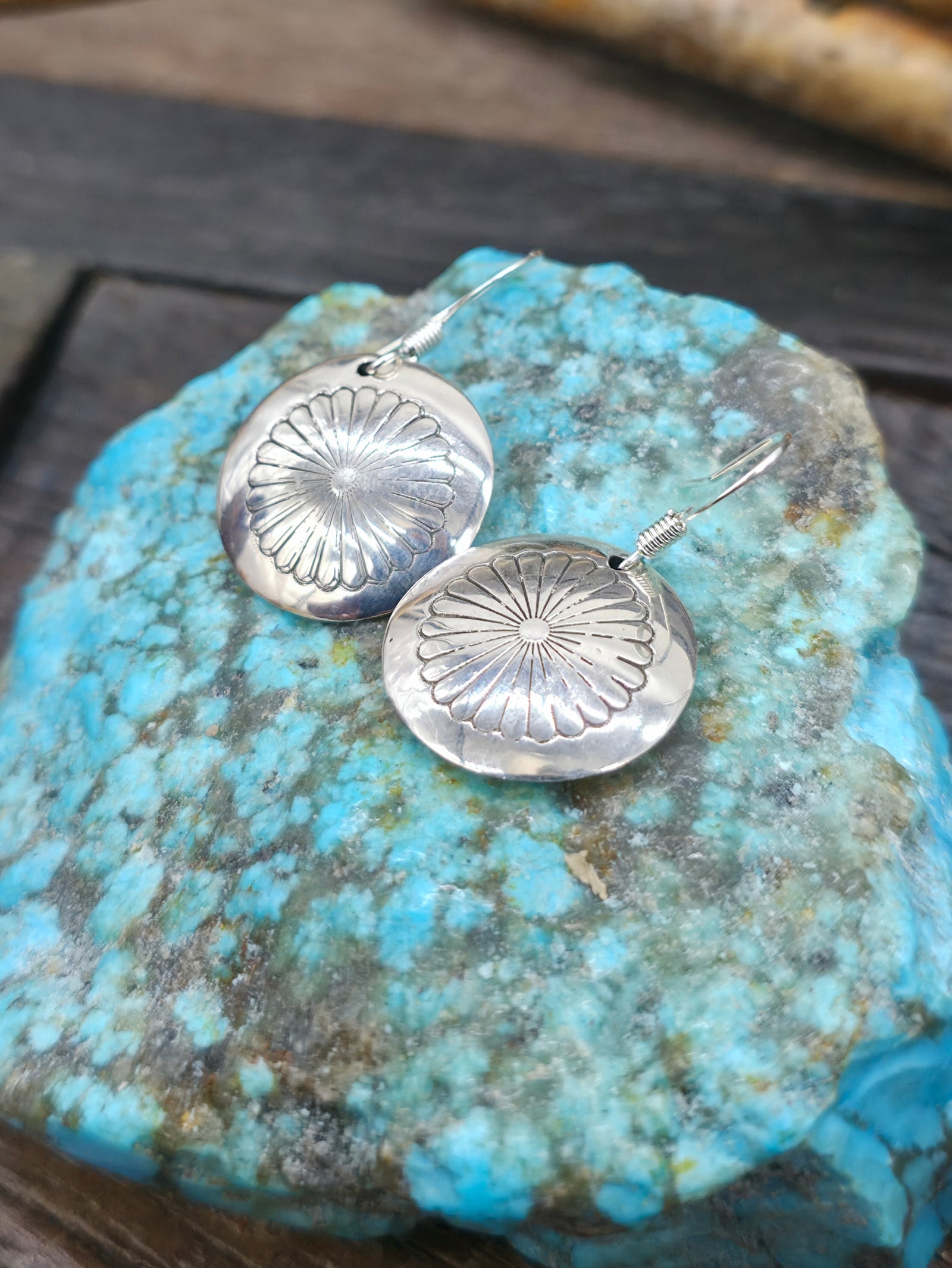 Wide High-Shine Sterling Silver Pillow Bead Earrings by Ina Nez- 1 1/4 in. by 7/8 in.