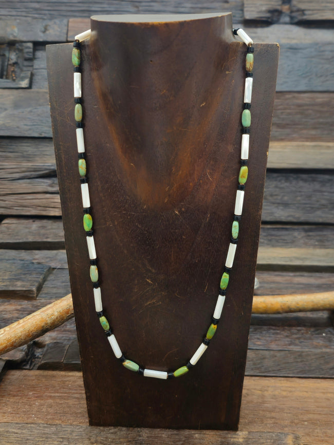 Mother of Pearl and Turquoise Necklace by Dave Reano - 22 in.