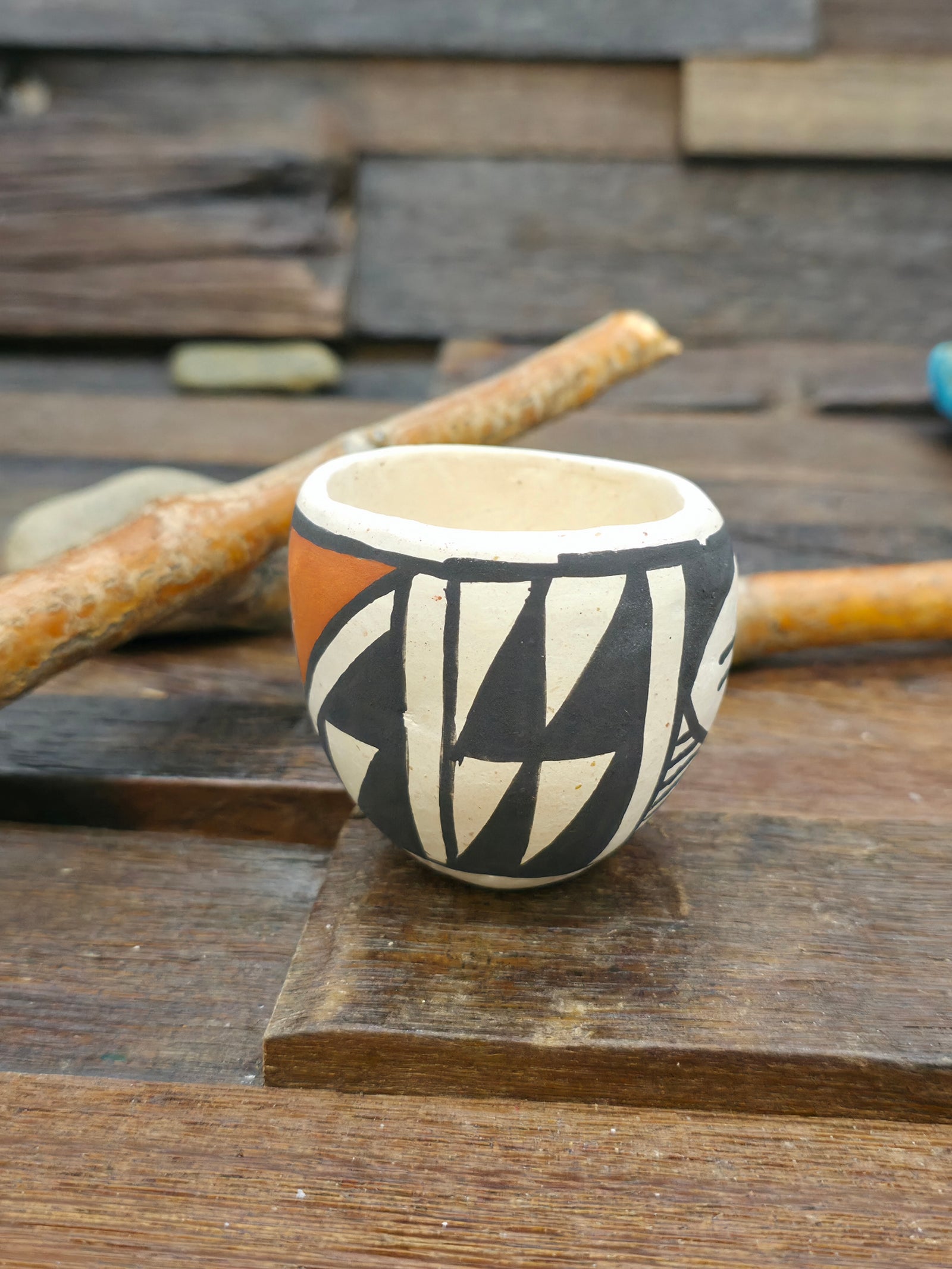 Mini Handmade Acoma Pot by Joyce Lucero - 1 1/2 in. by 1 1/2 in. by 1 1/2 in.