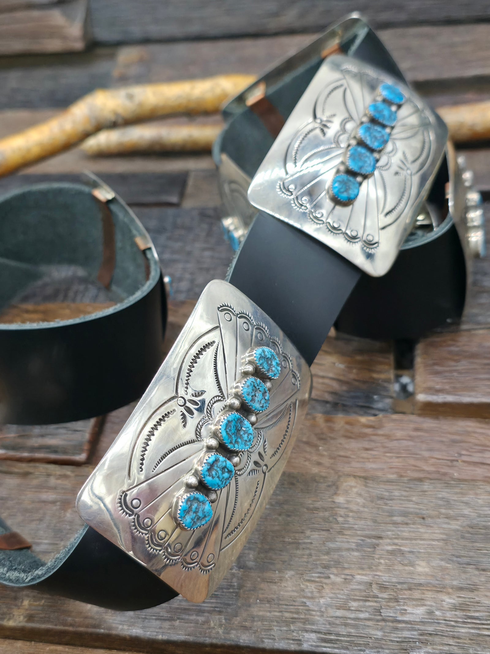 Sterling Silver Kingman Turquoise Concho Belt by Joann Begay - 48 in.