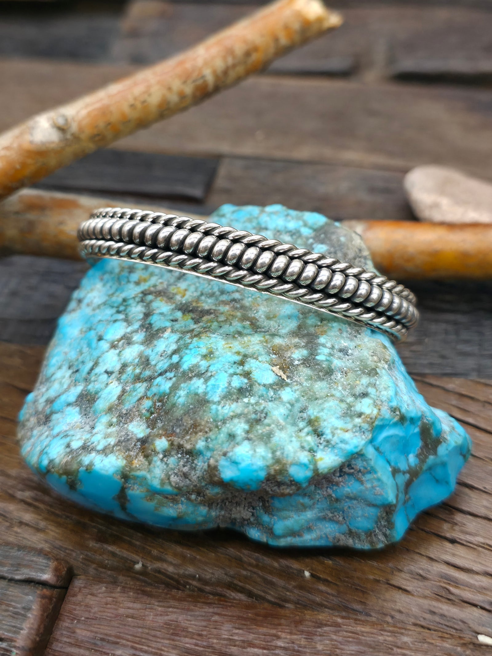 Three Row Sterling Silver Twist Cuff Bracelet by Ben Tahe - 6 1/2 in. with Gap