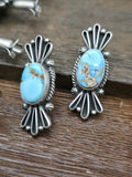 Sterling Silver Golden Hill Turquoise Squash Blossom Necklace and Earring Set by T. Smith and F. Martinez - 22 in.