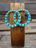 Turquoise Hanging Hoop Earrings by Julia Etsitty