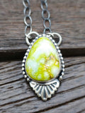 Palomino Turquoise Pendant Necklace on Oxidized Sterling Chain by Danny Henio 18 in.