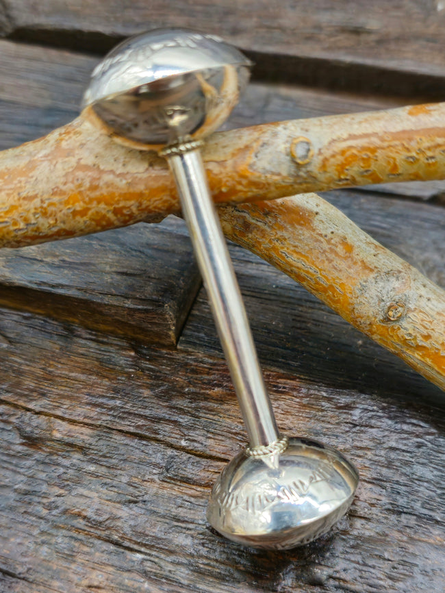 Stamped Sterling Silver Baby Rattle by Monica Smith - M