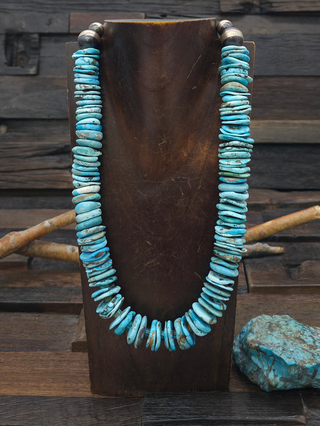 Mixed Turquoise Disc Bead Necklace - 22 in.
