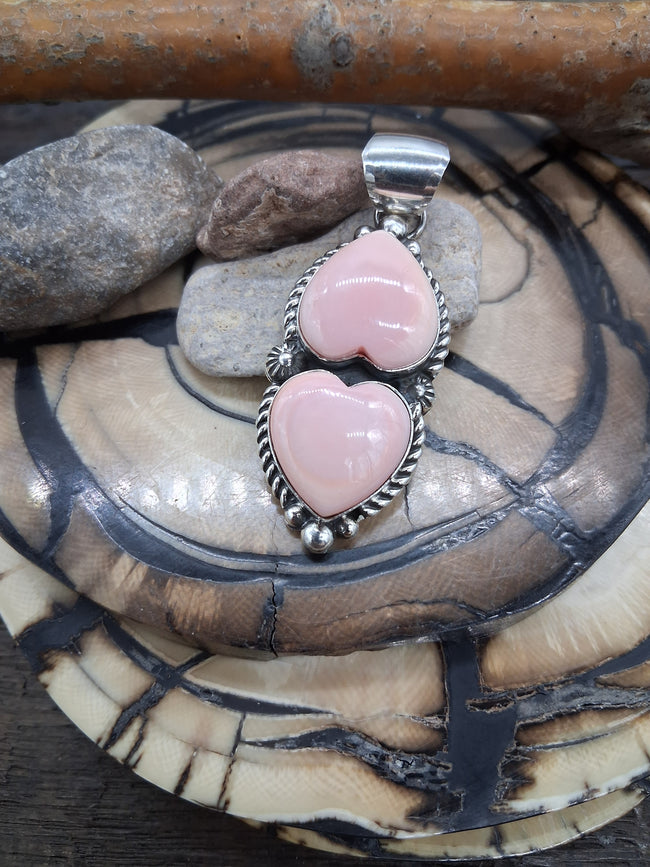 Double Heart Conch Sterling Silver Pendant by Robert Chakey