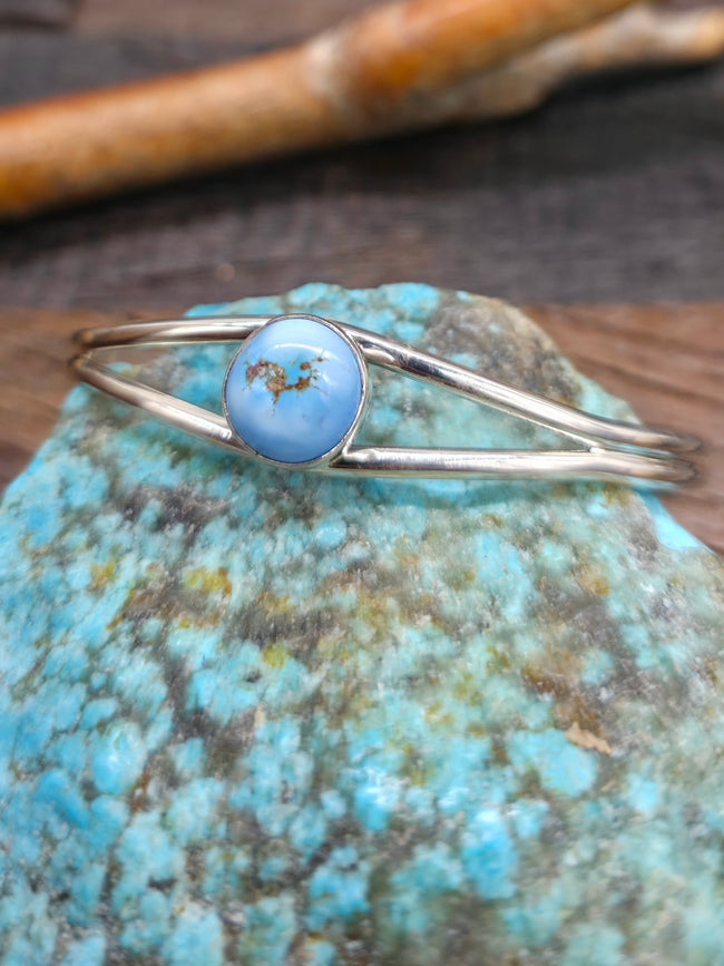 Sterling Silver Golden Hills Turquoise Cuff Bracelet by "S" - 6 1/2 in. with Gap