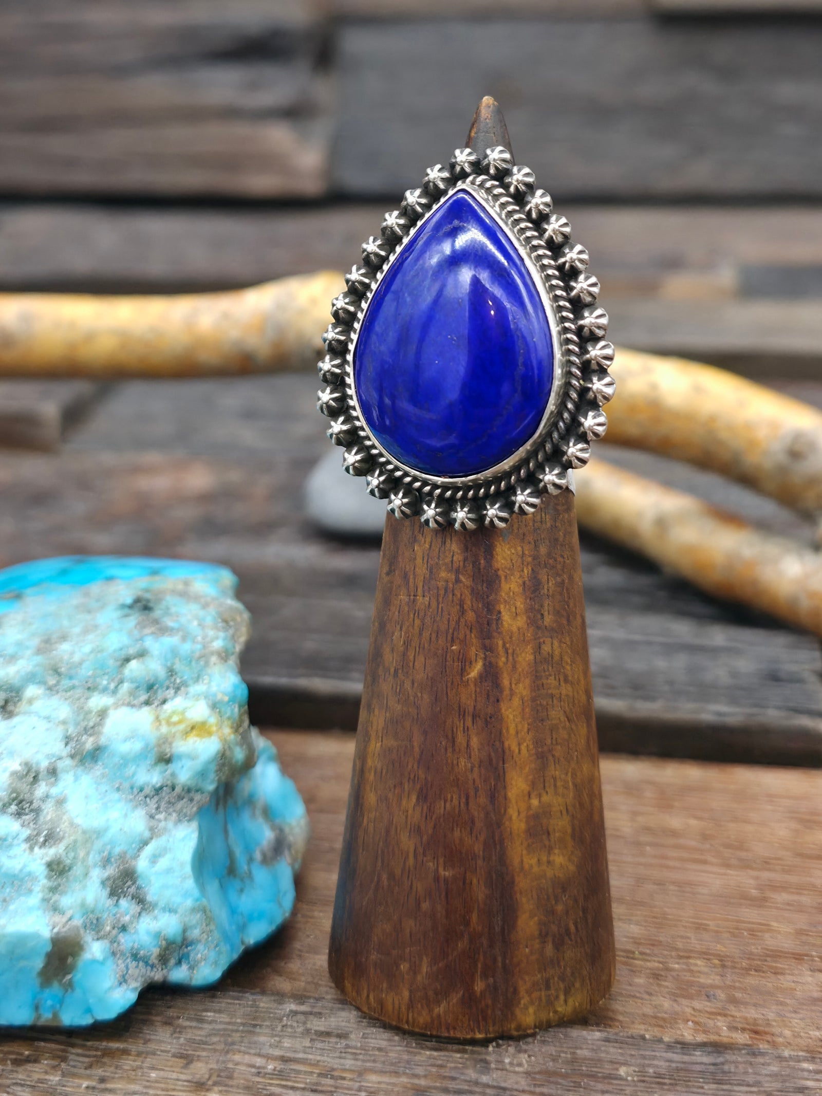 Sterling Silver Lapis Lazuli Teardrop Ring by Happy Piazzo - Size 7