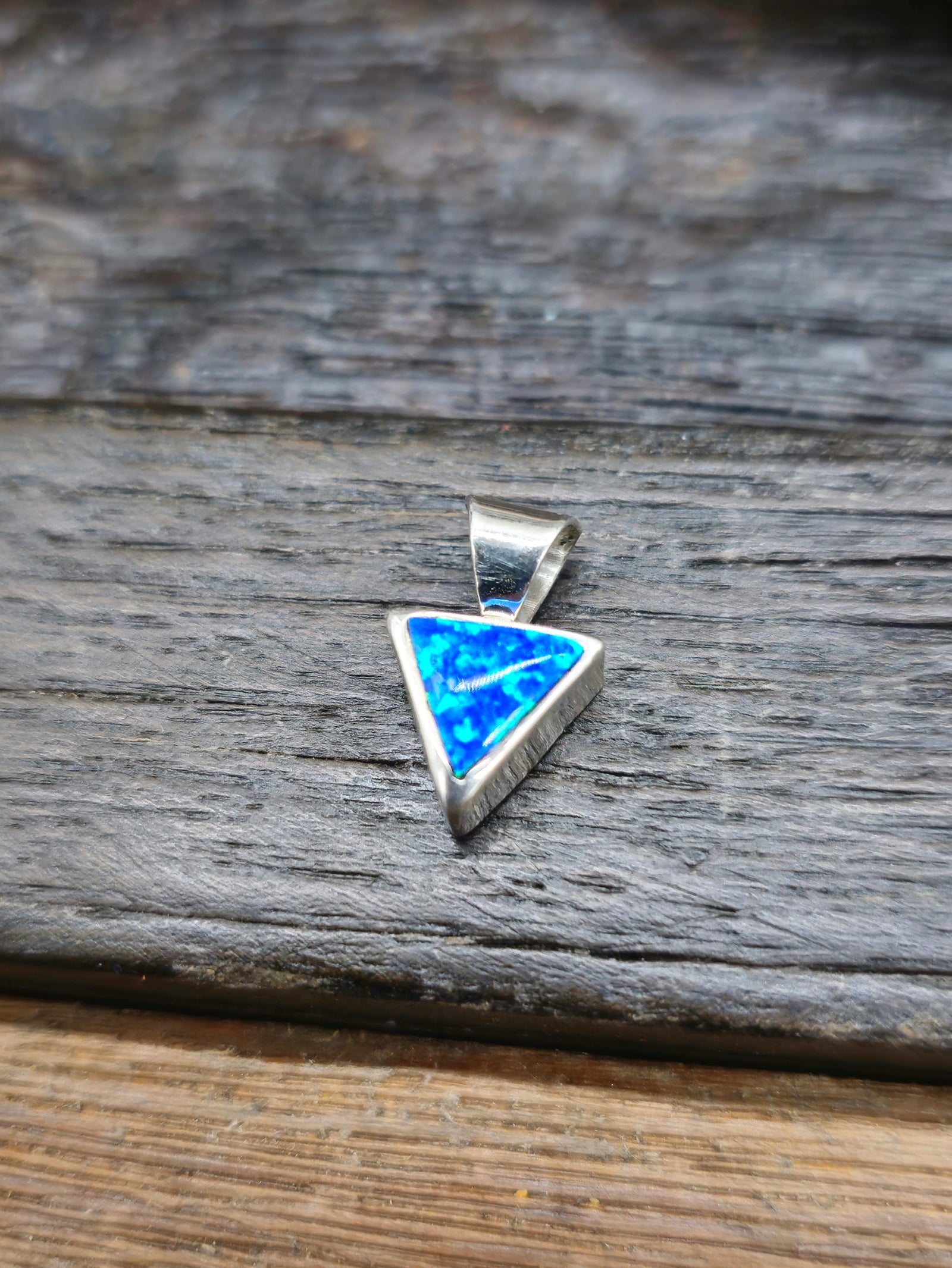 Mini Triangle Blue Lab Opal Pendant