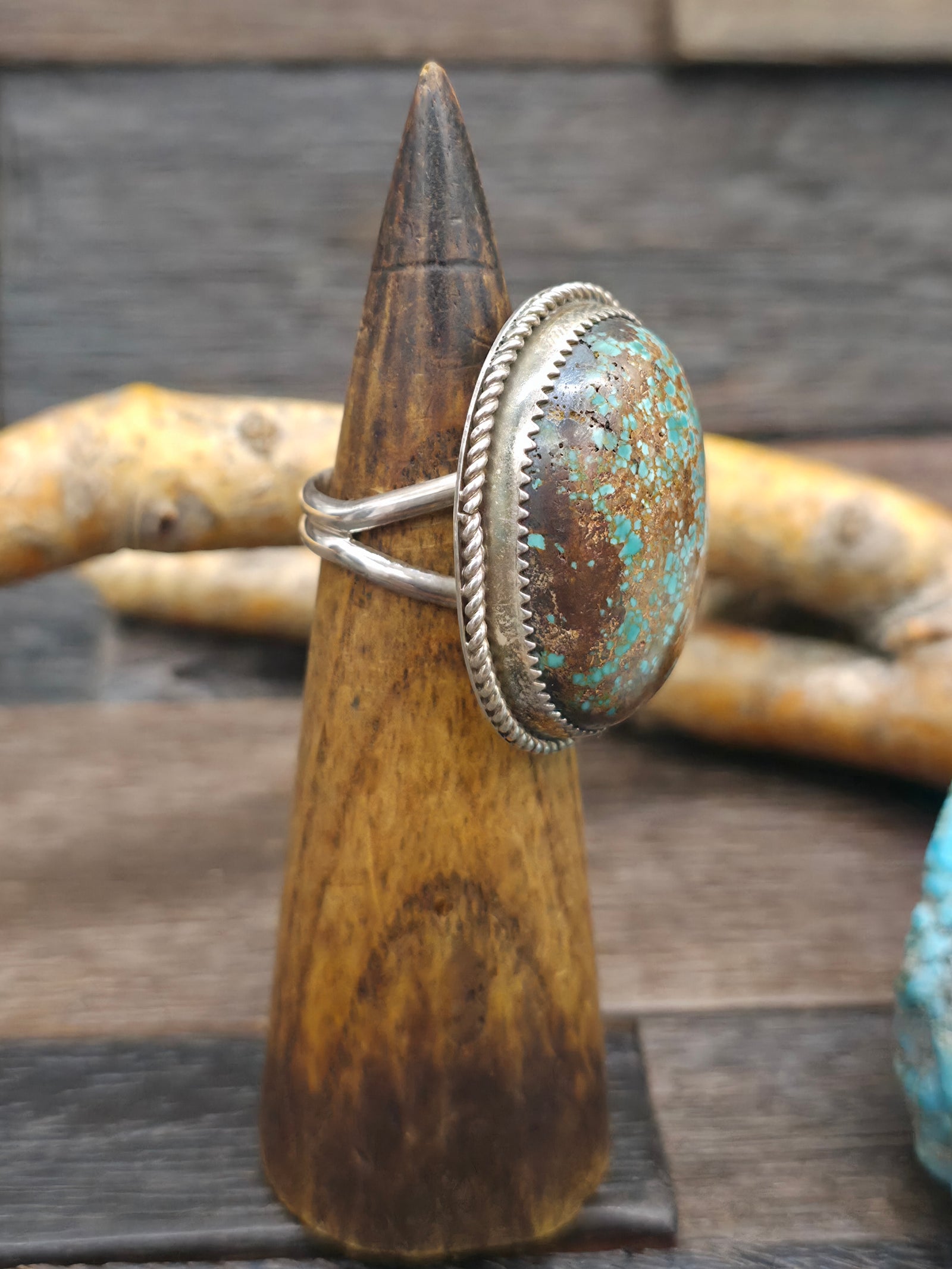 Sterling Silver Boulder Turquoise Ring by Benny Benally - Size 9 1/2