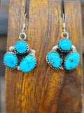 Sterling Silver and Turquoise Squash Blossom Necklace and Earring set by Vangie Tsabetsaye 19 in.