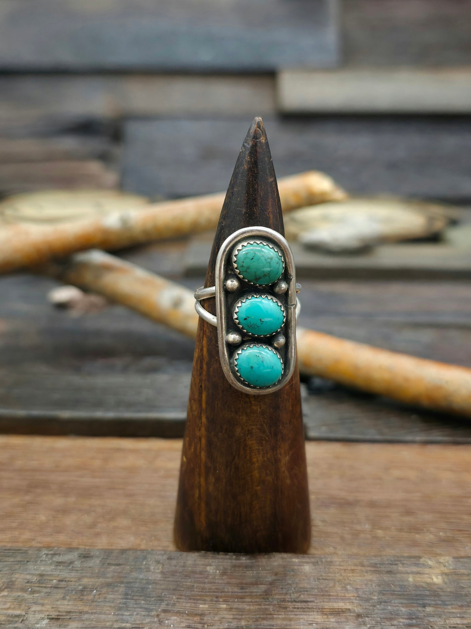 Turquoise Sterling Silver Ring by Tommy Lee - Size 6 1/2