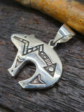 Green Turquoise Sterling Silver Inlay Bear Pendant
