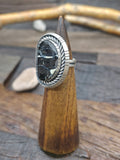 Sterling Silver and Blackjack Turquoise Ring by Walter Vandever - Adjustable