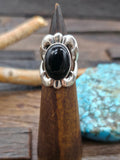 Cast Sterling Silver Onyx Ring by Kevin Yazzie - Size 8
