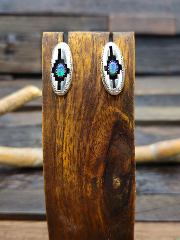 Oversize Sterling Silver Turquoise Hoop Earrings