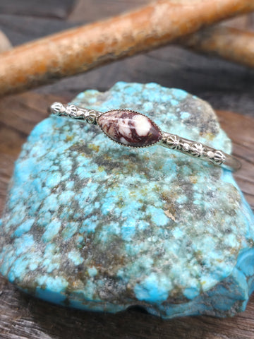Sterling Silver Turquoise Twisted Wire Cuff by Mike Smith - 6 1/2 in. with Gap