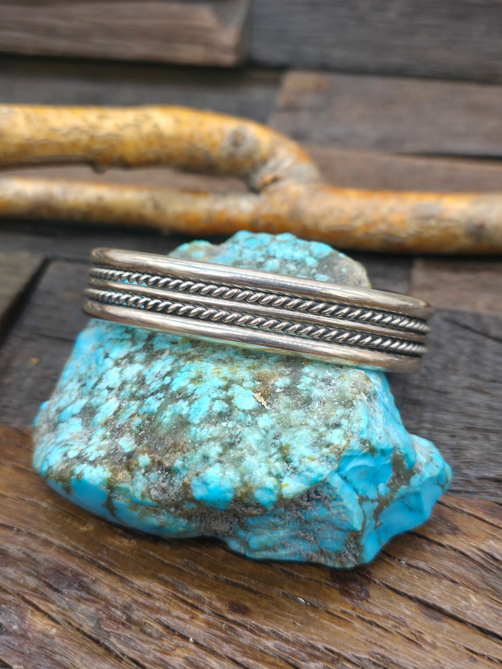 Sterling Silver Twisted Wire Cuff Bracelet by Verna Tahe - 7 1/2 in. with Gap