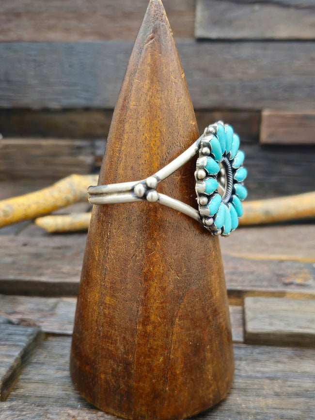 Circular Turquoise Cluster Bracelet by Harrison Bitsue