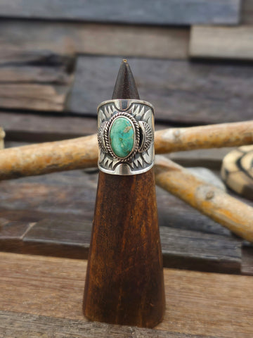 Blue Turquoise Sterling Silver Ring by Priscilla Smith - Size 8