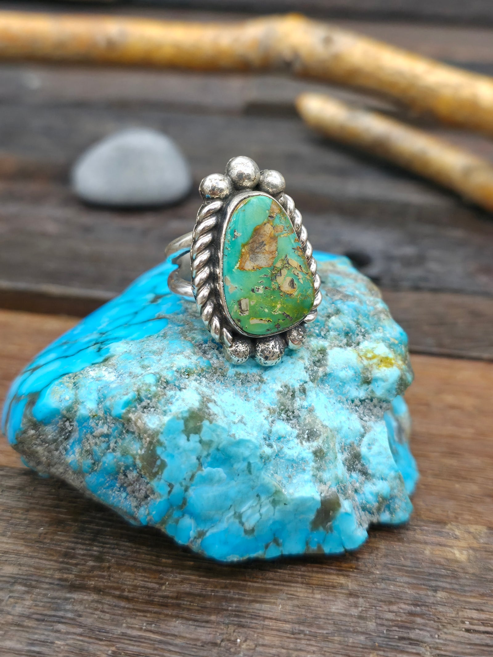 Adjustable Royston Turquoise Ring by Jacob Troncosa