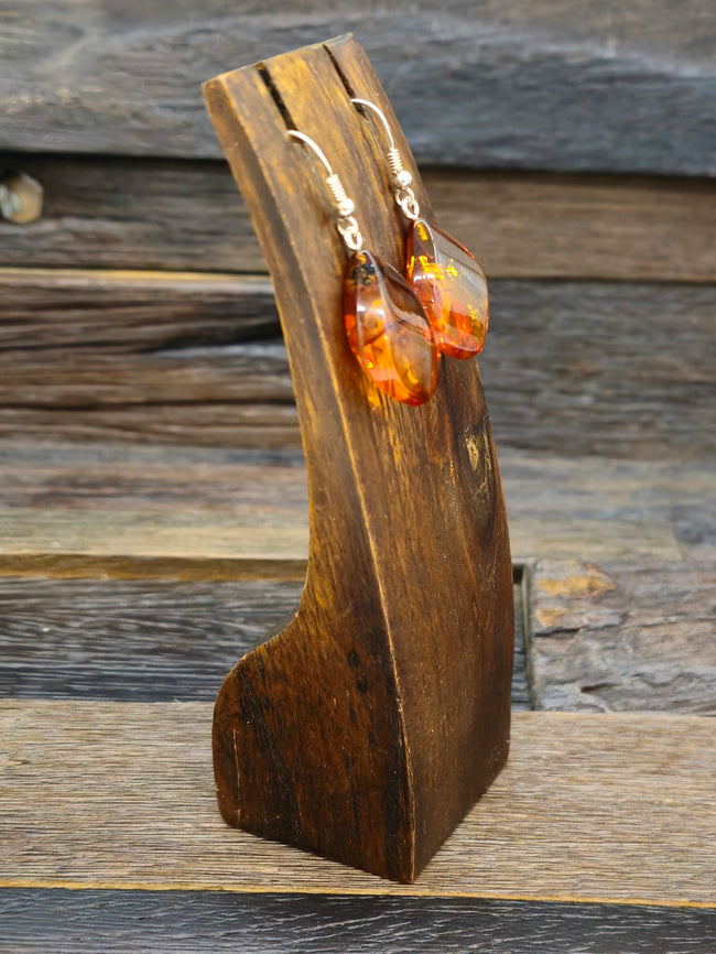 Teardrop Shape Amber Earrings NON-NATIVE MADE