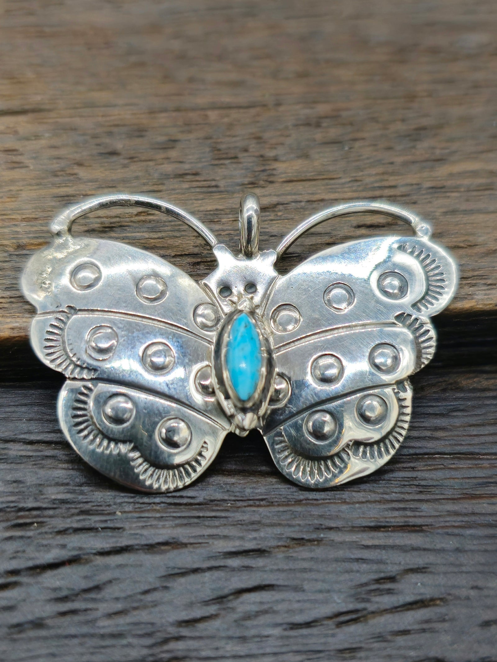 Sterling Silver and Turquoise Butterfly Pendant by S. Jack