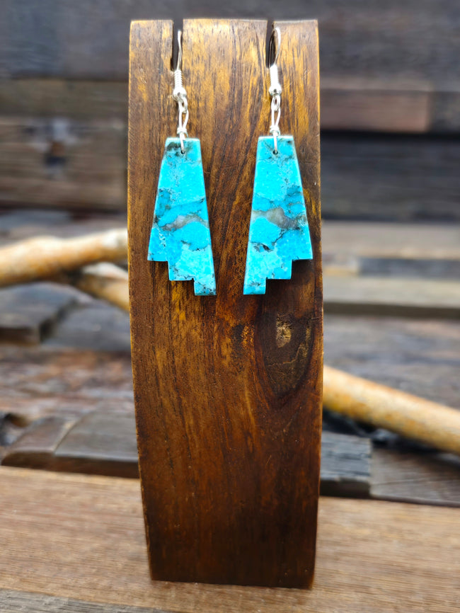 Blue Turquoise Slab Earrings by Robert Coriz
