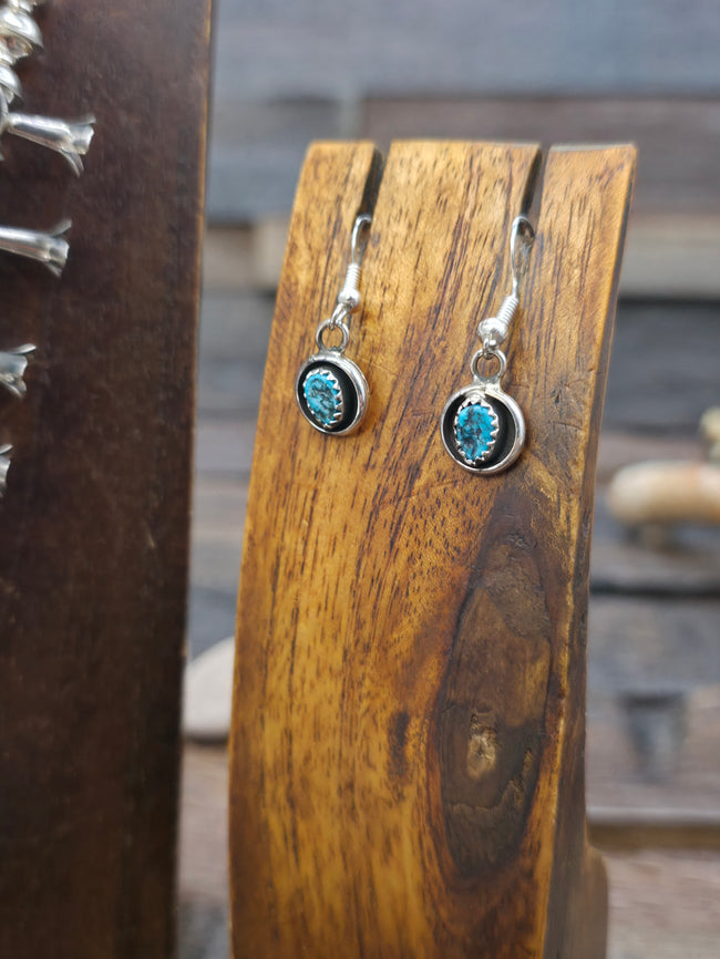Sterling Silver Turquoise Squash Blossom Necklace and Earring Set by Phil and Lenora Garcia - 18 in.