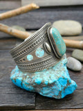 Turquoise Sterling Silver Bracelet by Julian Chavez - 7 in.