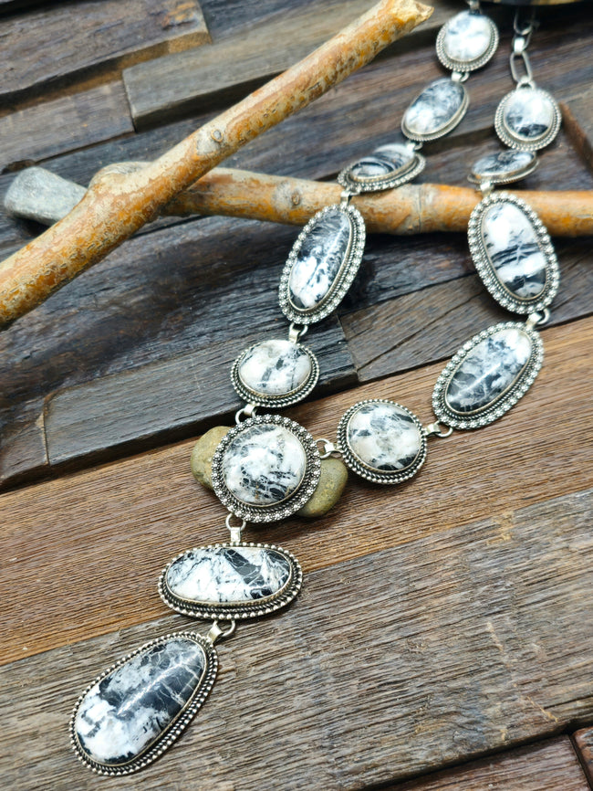 White Buffalo Lariat Necklace by Randall Endito - 24 in.