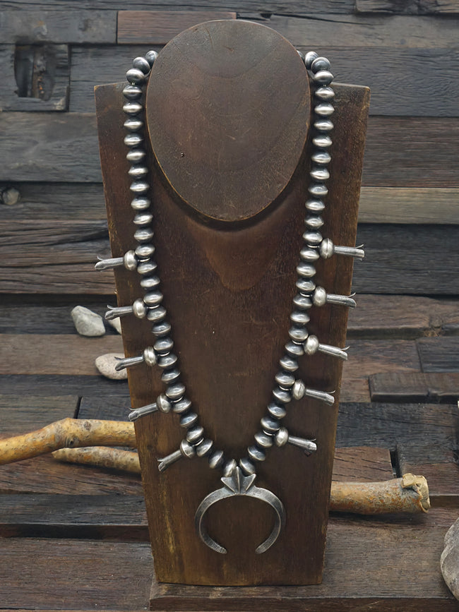 Sterling Silver Squash Blossom Necklace by Preston Haley - 21 in.