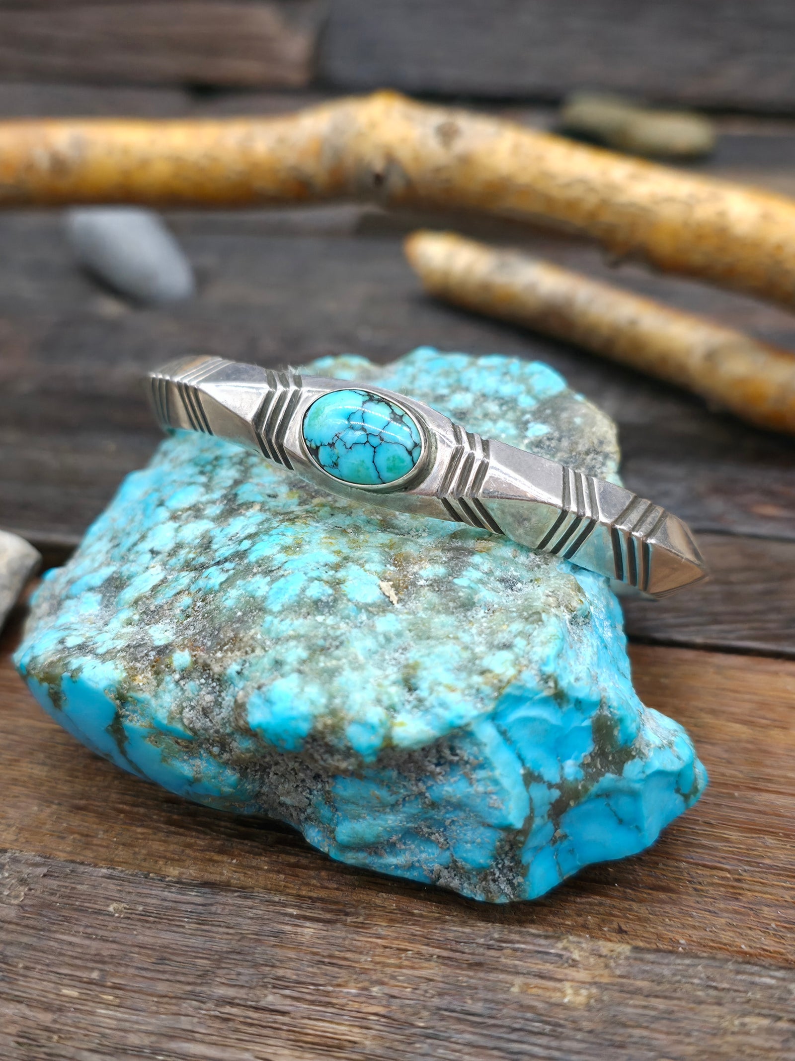 Sterling Silver Kingman Turquoise Cuff - 7 in. w/Gap