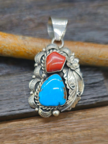 Zuni Multistone Inlay Cross Pendant by Bobby Sanchez - 2 by 1 in.