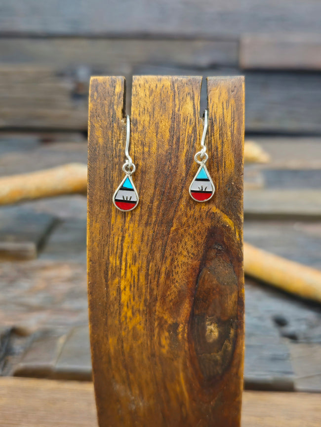 Mini Zuni Inlay Dangle Earrings by Reyenda Kallewstewa