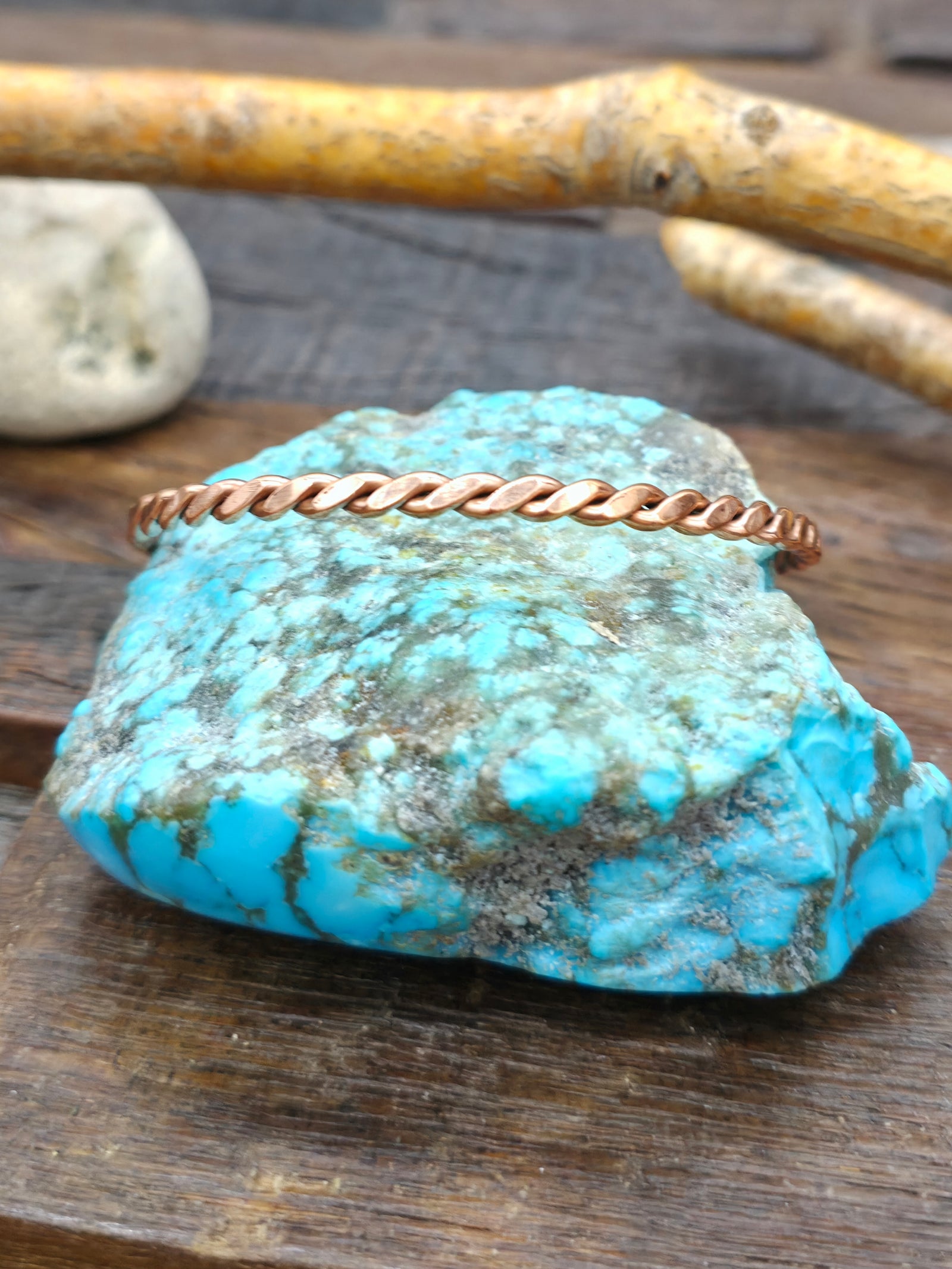 Flat Twisted Copper Bangle - 6 in.