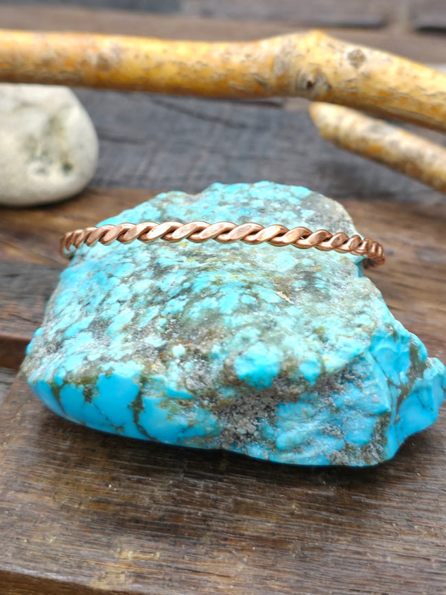 Flat Twisted Copper Bangle - 6 in.