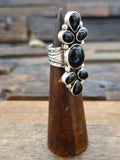 Sterling Silver Black Onyx Cluster Ring - Size 6.5
