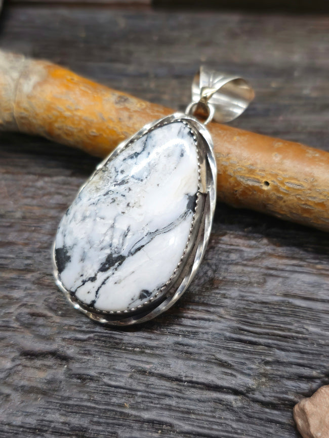 Sterling Silver White Buffalo Pendant