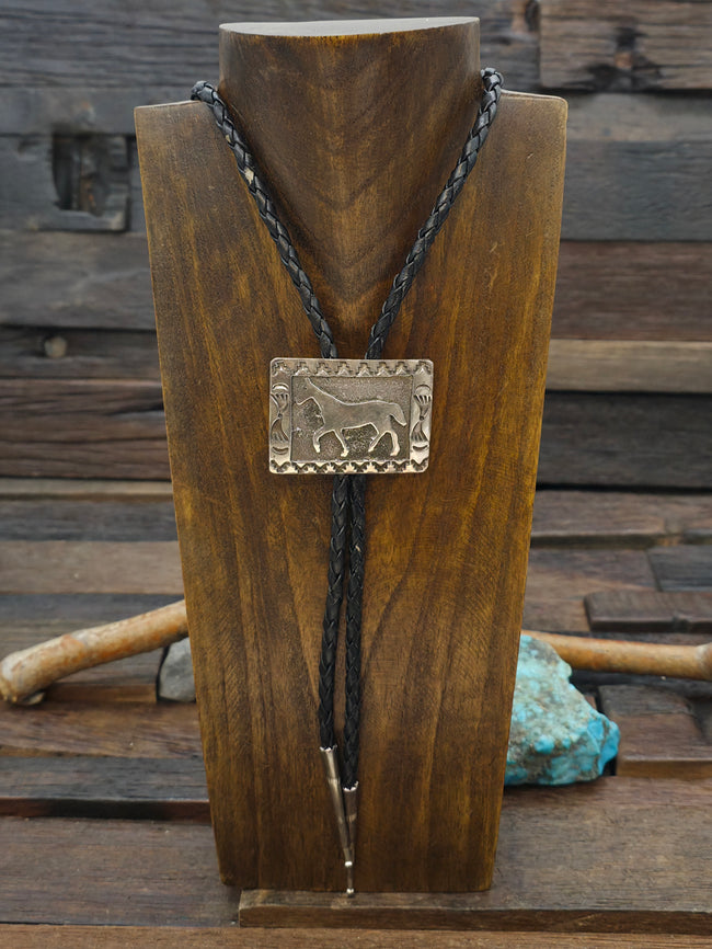 Sterling Silver Sandcast Horse Bolo Tie by Emerson Kinsel