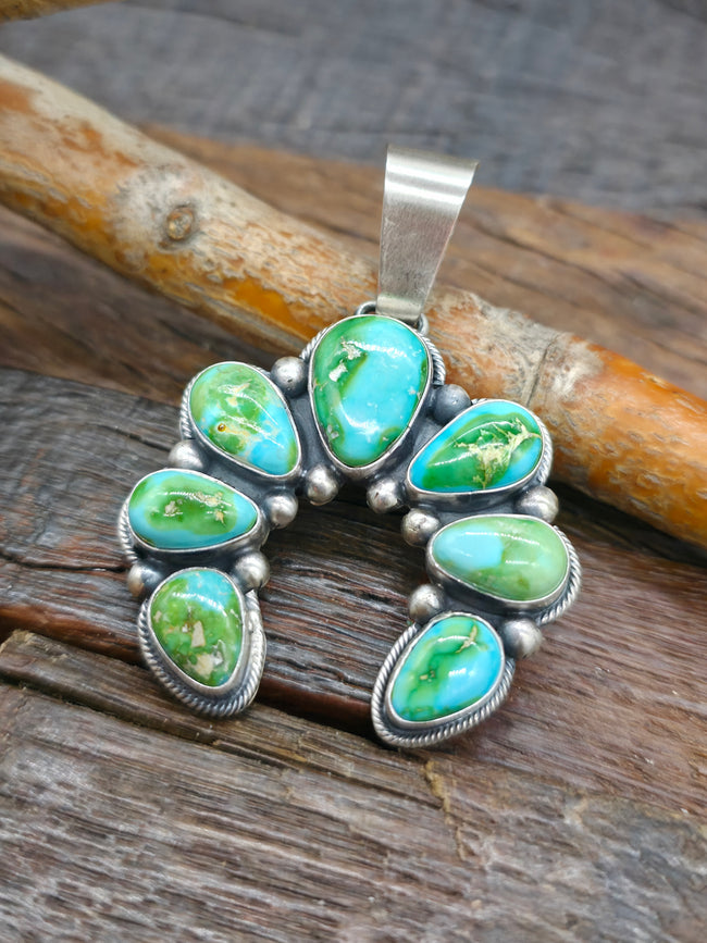 Sterling Silver Sonoran Turquoise Naja Pendant by Paul Livingston - 2 1/2 in. by 1 3/4 in.