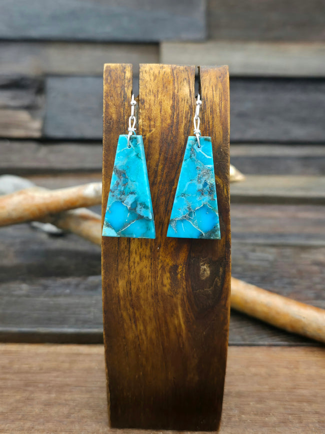 Blue Turquoise Slab Earrings by Robert Coriz